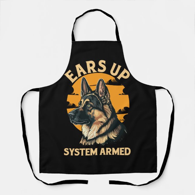 Ears Up System Armed Dog Lover German Shepherd Mil Apron (Front)