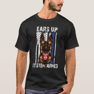 Ears Up System Armed German Shepherd Us Flag T-Shirt