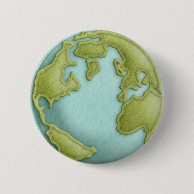 Earth 3D Stitched Pattern Button (Front)