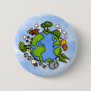 earth 6 cm round badge