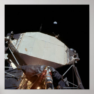 Earth above Apollo 11 Lunar Module "Eagle" Poster