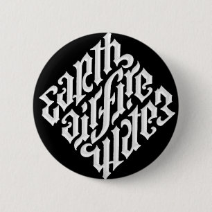 EARTH AIR FIRE & WATER 6 CM ROUND BADGE