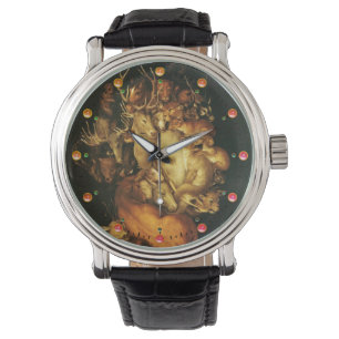 EARTH ALLEGORY,MAN PORTRAIT WITH WILD ANIMALS WATCH