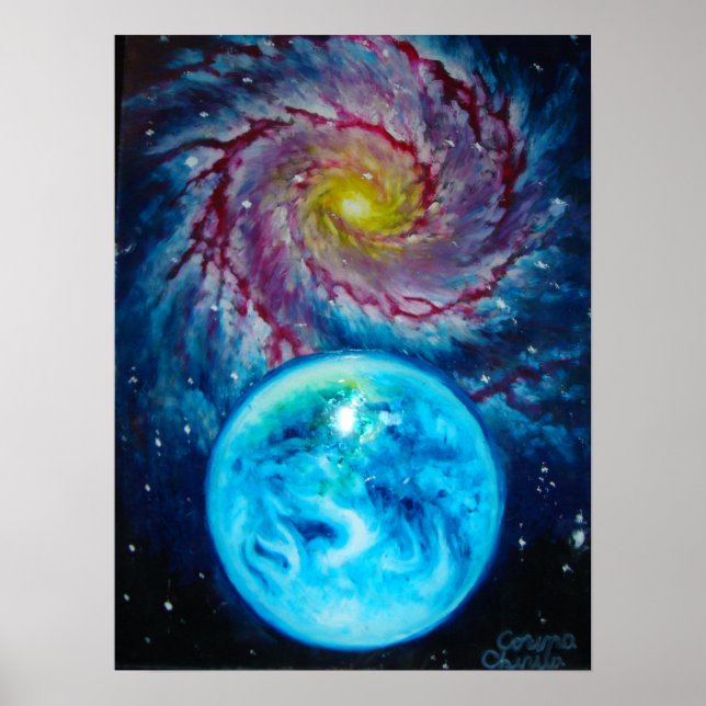 Earth and a galaxy poster (Front)