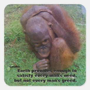 Earth and Greed Motivational Quote Square Sticker