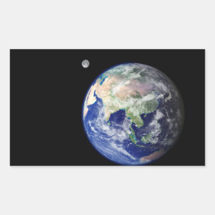 Earth and Moon from Space Rectangular Sticker