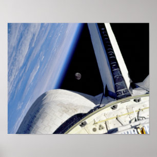Earth and Moon from Space Shuttle Discovery Poster
