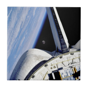 Earth and Moon from Space Shuttle Discovery Tile
