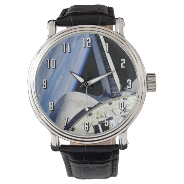 Earth and Moon from Space Shuttle Discovery Watch (Front)