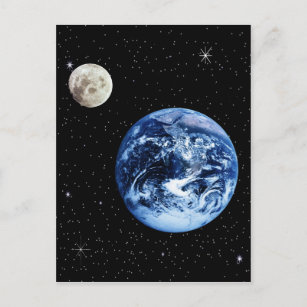 Earth and Moon Postcard