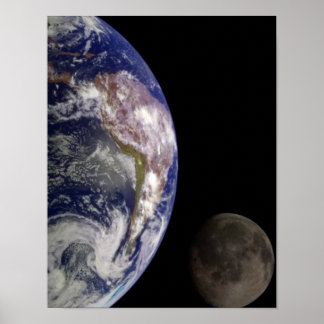 Earth and Moon Space Image Poster