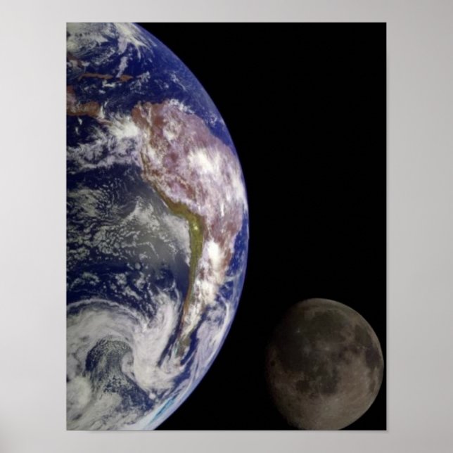 Earth and Moon Space Image Poster (Front)