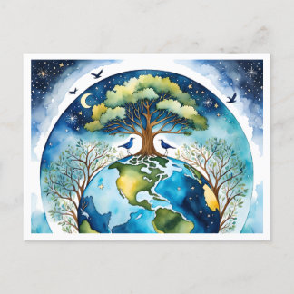 Earth and Sky in Harmony – Watercolor Art Postcard