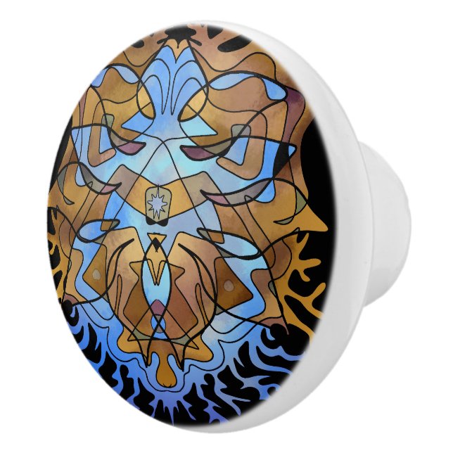 Earth and Sky Mandala Ceramic Knob (Right)