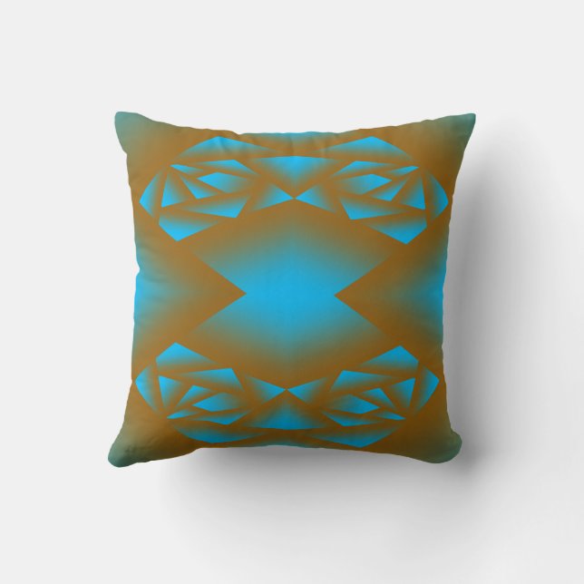 Earth And Sky Ombre Geometric Abstract Art Cushion (Back)