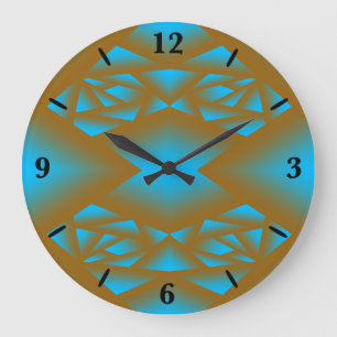 Earth And Sky Ombre Geometric Abstract Art Large Clock