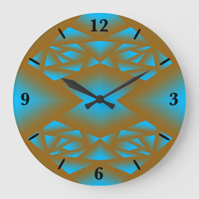 Earth And Sky Ombre Geometric Abstract Art  Large Clock (Front)