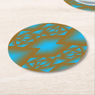 Earth And Sky Ombre Geometric Abstract Art Round Paper Coaster