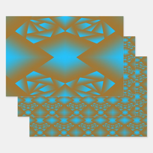 Earth And Sky Ombre Geometric Abstract Art  Wrapping Paper Sheet (Set)