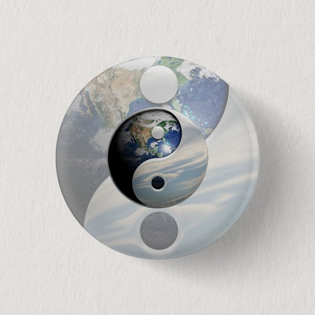 Earth and Sky Yin Yang 3 Cm Round Badge (Front)