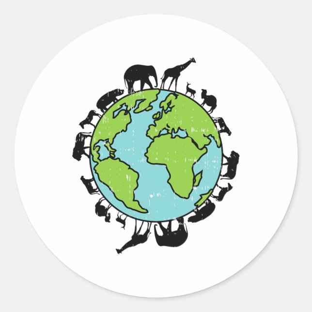 Earth Animals Wildlife Conservation Environmentali Classic Round Sticker (Front)