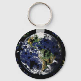Earth As A Puzzle Key Ring