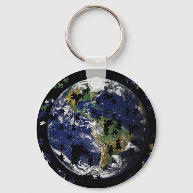 Earth As A Puzzle Key Ring (Front)