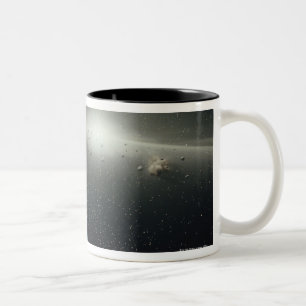 Earth, Asteroid Belt and Star Two-Tone Coffee Mug