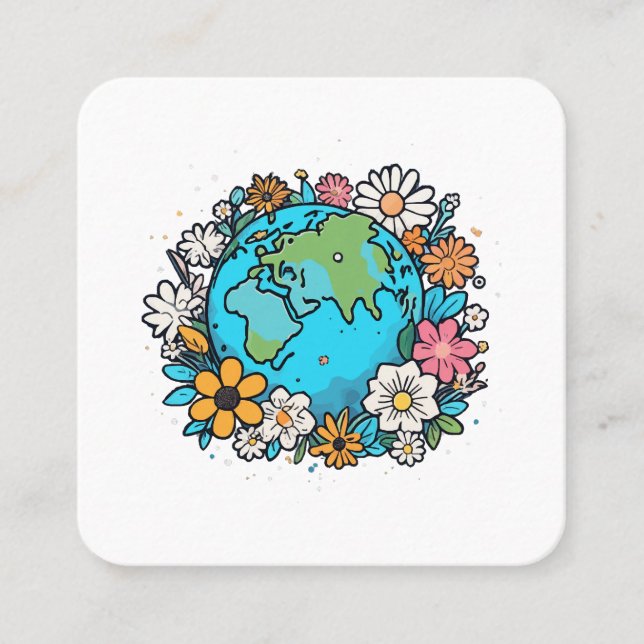 Earth Beauty Square Business Card (Front)