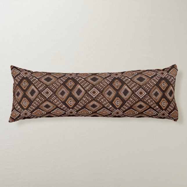 Earth Brown Rust Gold Beige Mud Cloth Inspired  Body Cushion (Front)