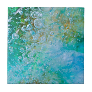 Earth Bubble - Blue Green Abstract Tile