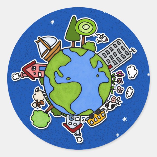 earth button classic round sticker (Front)