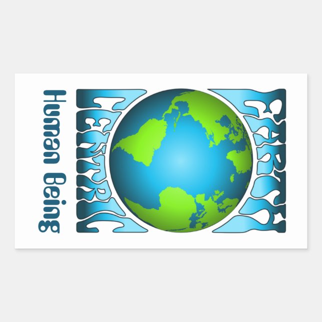 EARTH CENTRIC HUMAN BEING Eco Environment Retro  Rectangular Sticker (Front)