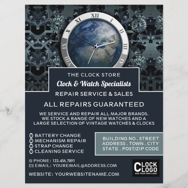Earth Clock, Horologist Advertising Flyer (Front)