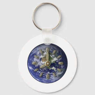 Earth clock key ring
