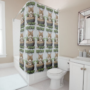 Earth Colours Cute Tabby Drawing Shower Curtain