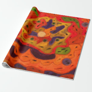 Earth colours deep reds oranges browns art design wrapping paper