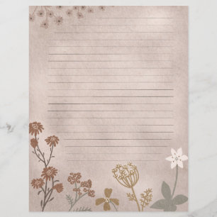 Earth Colours Floral lined Custom Letterhead