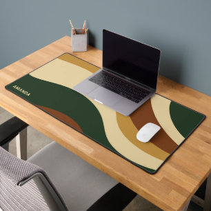 Earth colours wavy lines modern design monogram desk mat