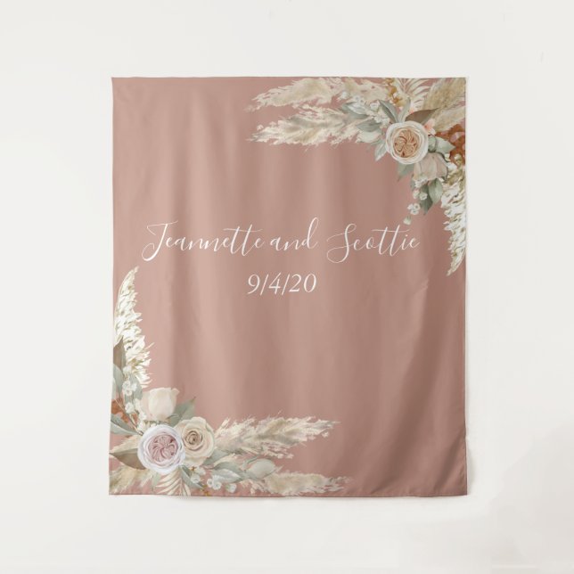 Earth Colours Wedding Pampas Grass Tan Rose  Tapes Tapestry (Front)