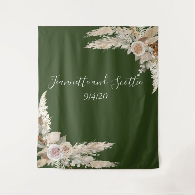 Earth Colours Wedding Pampas Grass Tan Rose  Tapestry (Front)