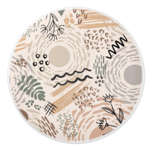 Earth colours with abstract shapes decoration ceramic knob