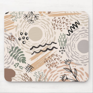 Earth colours with abstract shapes decoration mouse mat