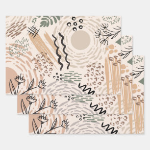 Earth colours with abstract shapes decoration wrapping paper sheet