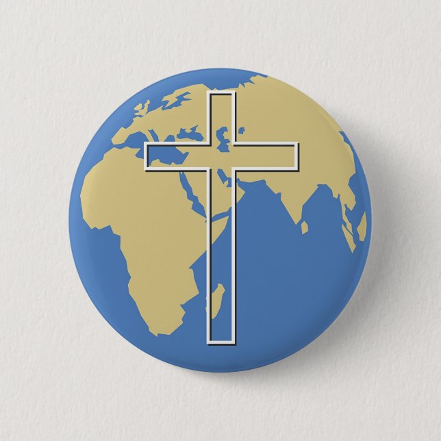 Earth Cross 6 Cm Round Badge (Front)