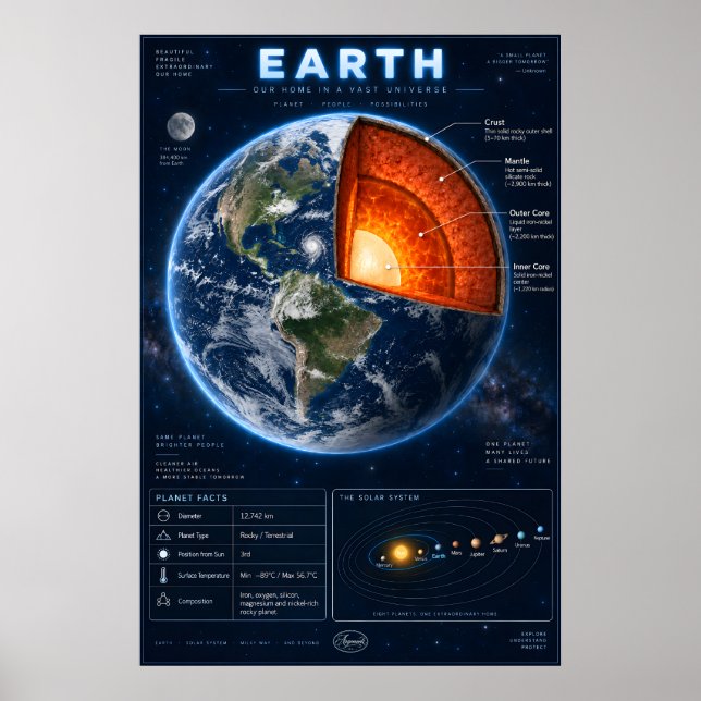 Earth Cross-Section Science Infographic Poster (Front)