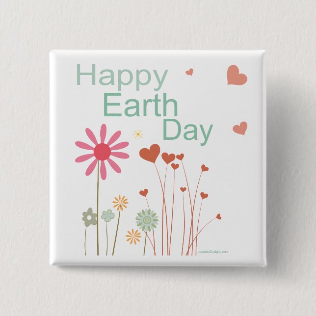 Earth Day 15 Cm Square Badge (Front)