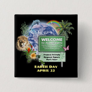 Earth Day 15 Cm Square Badge