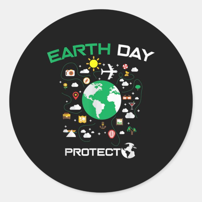 Earth Day 2022 Environmental Protection Save The P Classic Round Sticker (Front)