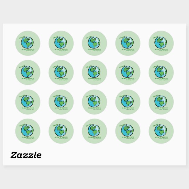 Earth Day 2022 Sustainable Planet Green  Classic Round Sticker (Sheet)